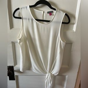 Vince Camuto Sleeveless Front Tie Top - Pearl Ivory - Size Medium